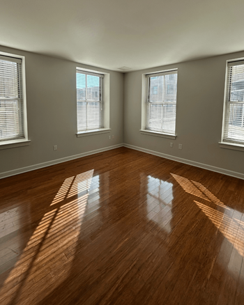 Bamboo hardwood flooring in kitchen/lr